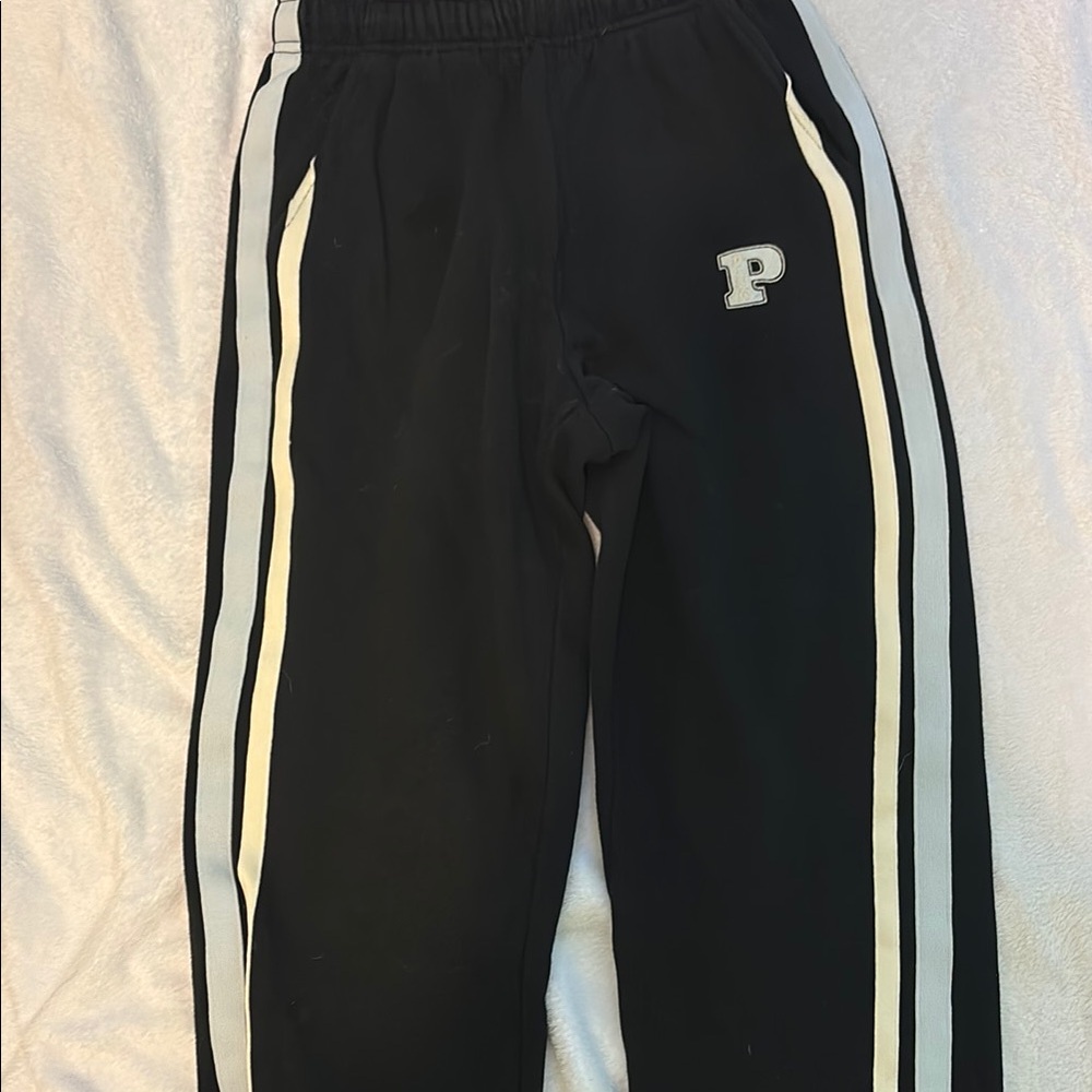 Black PINK Track Pants with White Stripes